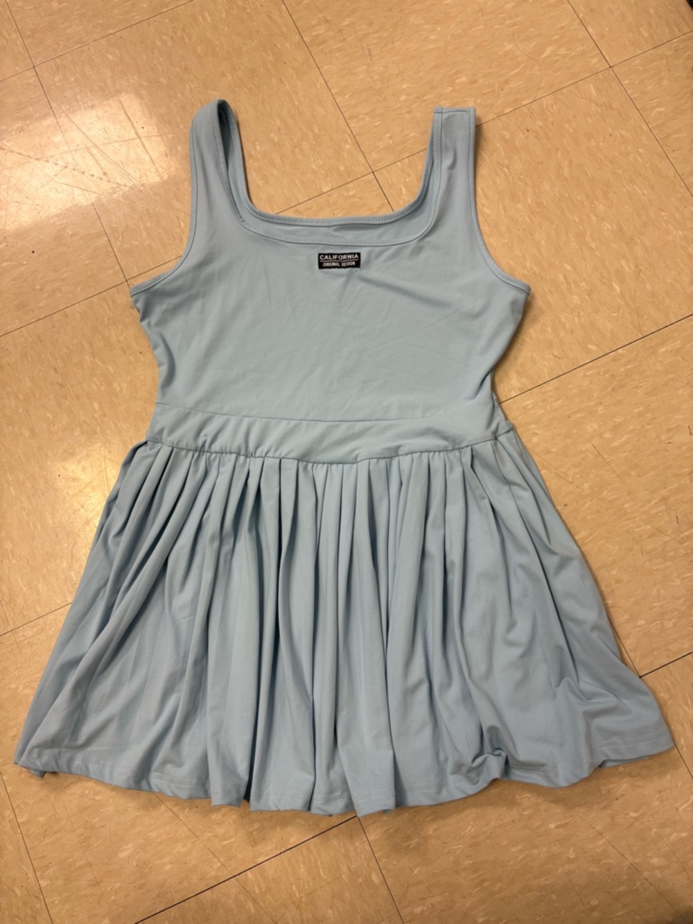 SHEIN Pale Blue Scoop Neck Romper Dress